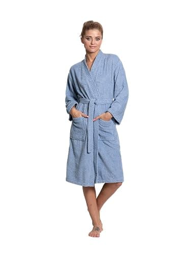 Turkuoise Soft & Absorbent Towel Robe, 100% Cotton Turkish Terry Cloth Kimono Bathrobes for Women - Image 1