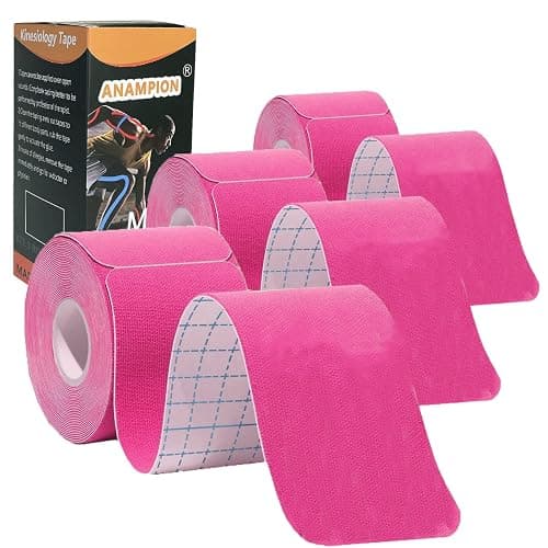 Kinesiology Tape Precut (3 Rolls,60 Precut Strips) Waterproof Sports & Athletic tape for Athletes - Therapeutic Physio Elastic Sports Tape Pain Relief Adhesive for Muscles Shin Splints Ankle Neck Knee & Shoulder 5m(Pink) - Image 1