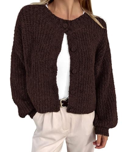 BTFBM Cardigan Sweaters for Women Fall 2025 Long Sleeve Button Down Soft Loose Chunky Knit Outwear Cropped Winter Coats - Image 1