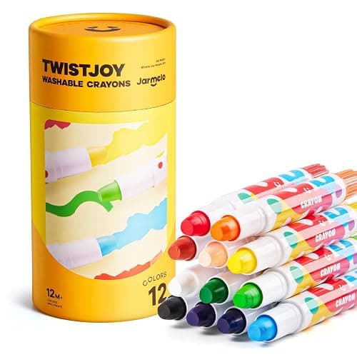 Jar Melo Jumbo Crayons for Toddlers, 12 Colors TwistJoy Crayon Non Toxic Washable Easy to Hold Large Crayons,Gift for Boys and Girls Back to School - Image 1