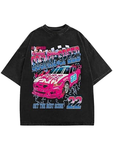 SOLY HUX Men's Graphic Print T-Shirt Vintage Drop Shoulder Short Sleeve Casual Loose Tees Summer Outfits - Image 1