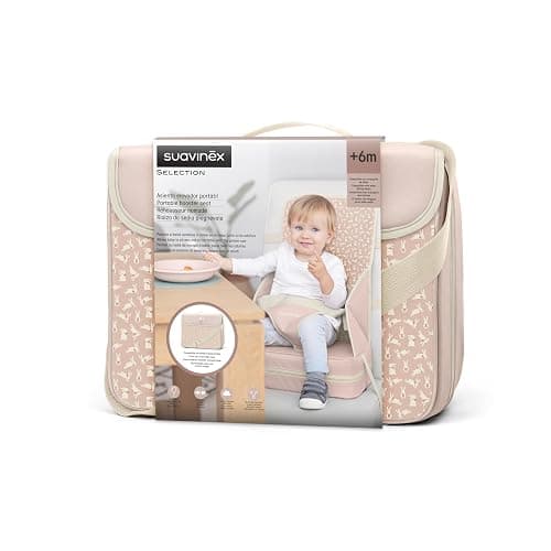 Suavinex, seggiolone portatile per bambini +6 mesi, rialzo per seggiolone, seggiolone universale trasformabile in borsa, facile da pulire, leggero, con imbracatura, morbido e con schienale, rosa - Image 1