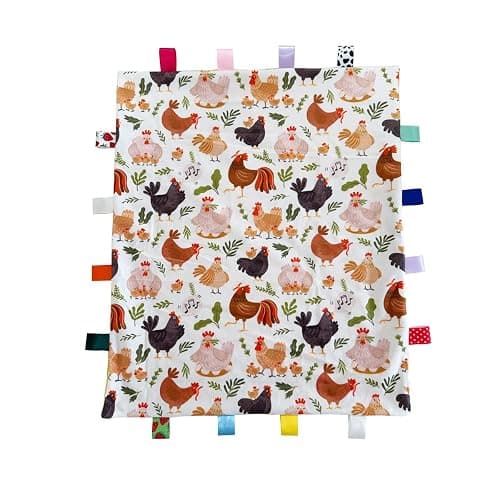 TRYTUTRY Tag Blanket for Babies, Soft Baby Security Blanket with Tags, Cute Baby Sensory Blankets, 55x45CM/21.7x17.7INCHES - Image 1