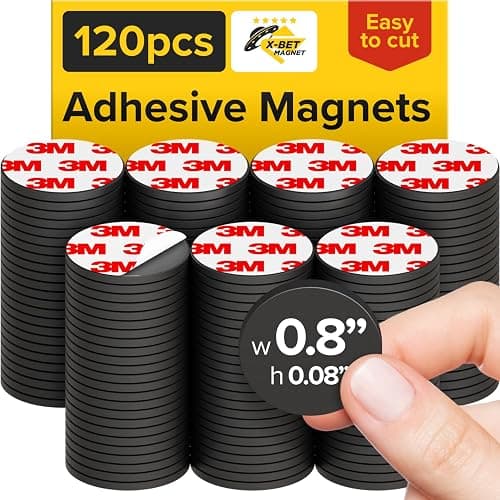 Hyper-Sticky Magnets with Adhesive Backing - 120pcs 0.8"x0.08" Strong Magnetic Dots for Whiteboard, Fridge - Easy-to-Cut Stickers for Planning and Organization - Teacher Must Have - Teacher Supplies - 0.8"x0.08" - 120 - Image 1