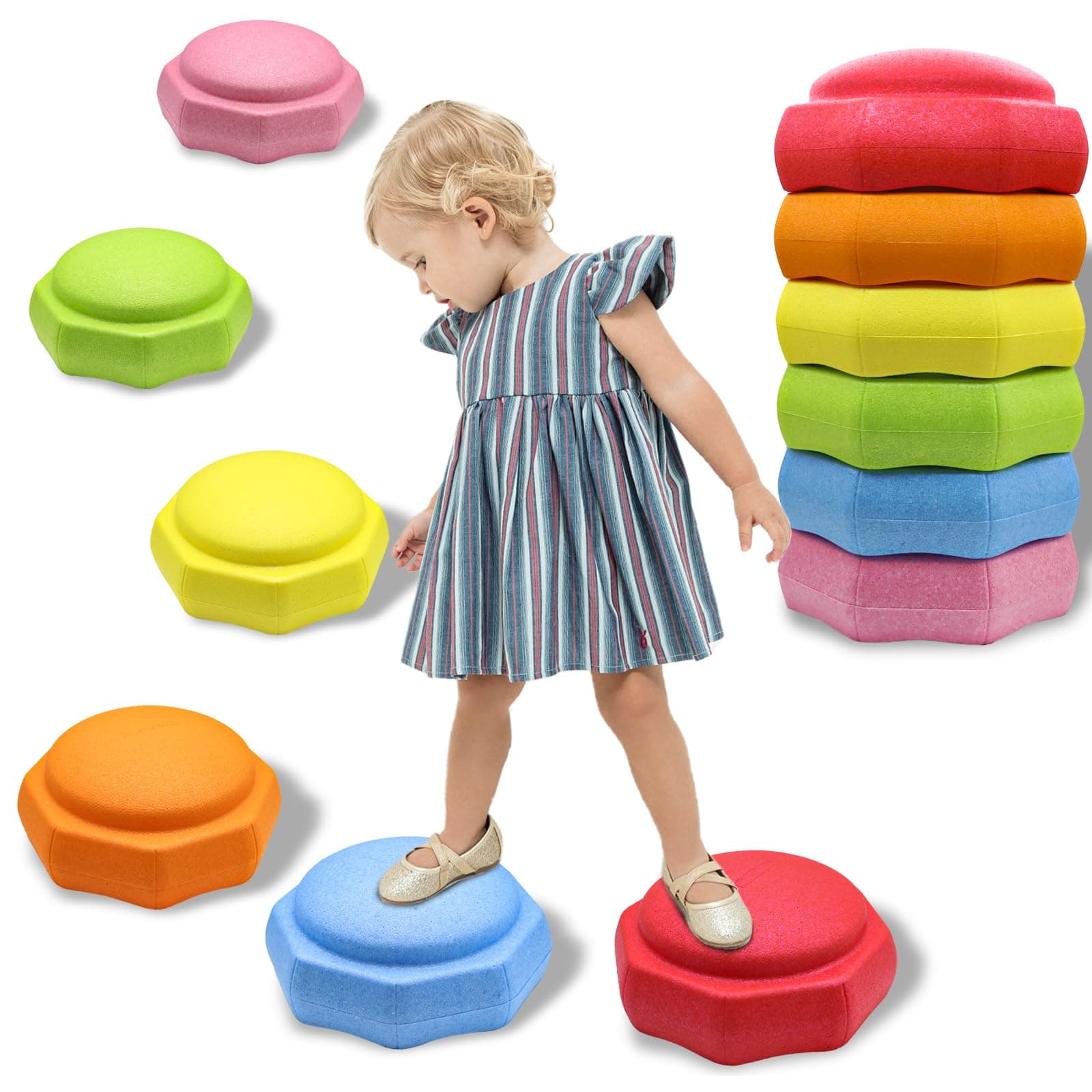 Joybond Stepping Stones for Kids – 6 pcs EPP Balance Sensory Kids Stepping Stones for Toddlers 1-3 for Indoor Outdoor Activity Promoting Toddler's Balance and Coordination Skills - Image 1