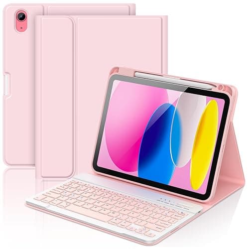 COO Keyboard Case for iPad 11/10th Gen 11/10.9 inch 2025 A16/2022, Detachable Wireless Bluetooth Case with Keyboard Built-in Right Side Pencil Holder, Auto Wake/Sleep for iPad A16 KeyboardCase (Pink) - Image 1