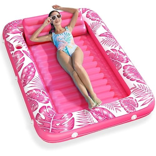 Inflatable Tanning Pool Lounger Float - Jasonwell 4 in 1 Sun Tan Tub Sunbathing Pool Lounge Raft Floatie Toys Water Filled Tanning Bed Mat Pad for Adult Blow Up Kiddie Pool Kids Ball Pit - Image 1