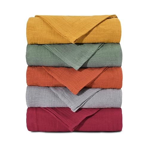 Muslin Receiving Blankets, Neutral Blanket Swaddling for Newborn Boys and Girls, 5 Pack Breathable and Skin-Friendly Swaddle Wrap for Infant Baby (Fresh Colors) - Image 1