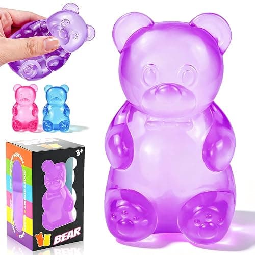 Gummy Bear Taba Squishies Fidget Toys, Stress Ball Relief, Sugar Squishies Gummy Bear Fidget Toys for Kids Adults, Slow Rising Sensory Stress Balls for Birthday Gifts Party Favors (Purple) - Image 1