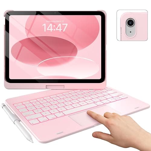 typecase Touch iPad 11th 10th Generation Case with Keyboard (11" 2025, A16 & 10.9" 2022) – 360° Rotatable, 11-Color Backlit, Multi-Touch Trackpad, Pencil Holder, Thin & Light – Light Pink - Image 1