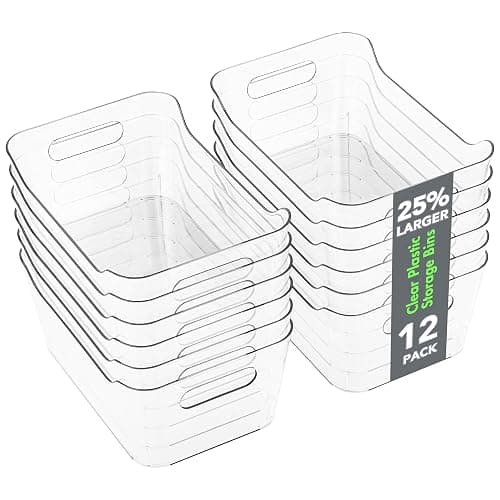 Tiawudi 12 Pack Plastic Storage Bins, Multi-Use Organizer Bins, Pantry Organizer, Clear Storage Containers for Home, Kitchen, Office, Cabinet, Shelf and Fridge Organization - Image 1