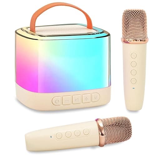Karaoke Machine for Kids,Portable Bluetooth Speaker with Wireless Microphone for Illusionary Flowing Light,Karaoke Toys Gifts for Girls & Boys Ages 4-12 +Year Old Birthday Party - Image 1