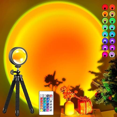Balkwan Sunset Lamp Projection Rotation LED Romantic Modern Floor Stand Night Light with USB for Living Room Bedroom Aesthetic Decor Christmas Party Gifts Idea for Girls Women (16 Colors) - Image 1