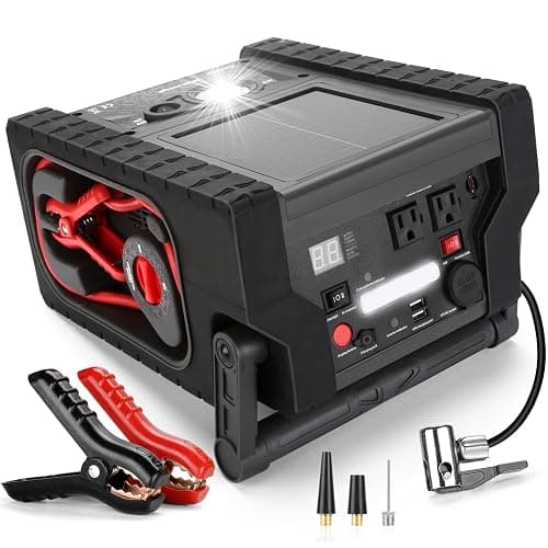 2000A Car Battery Jump Starter with Air Compressor 12V Battery Jumper Box Car Start Booster Up to 10L Gas/8L Diesel Engines with 400W AC Inverter, LED Light - Image 1