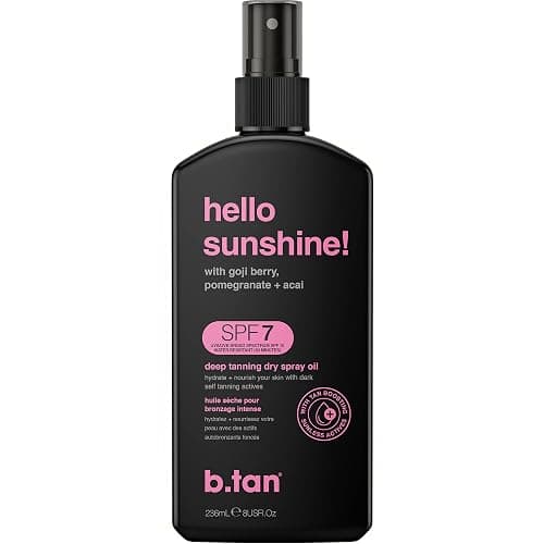 b.tan SPF 7 Tanning Oil | Hello Sunshine - Deep Suntan Dry Spray, Best Outdoor Browning Body Mist, Packed with Moisturizing Goji Berry, Pomegranate + Açai, Austrailian Brand, 8 Fl Oz - Image 1