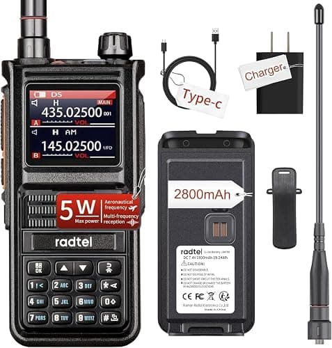 Radtel RT-470X Ham Radio Walkie Talkies 256CH Aviation Air Band Two Way Radio NOAA Police Scanner Marine Long Range Handheld Transceiver USB-C, Wireless Copy Frequency - Image 1