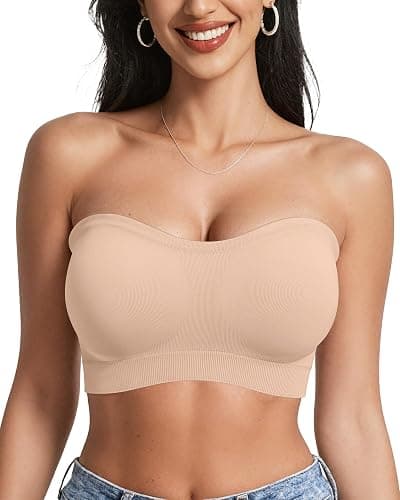 OEAK Womens Push Up Strapless Bras Wireless Bandeau Plus Size Seamless Bra | Supportive,for large breast,Minimizer,non slip,comfortable,padded bralette,invisible,no show,tube bra - Image 1