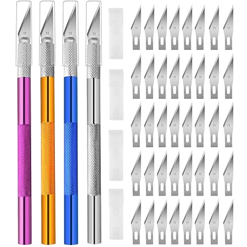 Viemior 4PCS Exacto Knife, Hobby Knife Craft Knifes with 40PCS Spare Exacto Knife Blades(#11), Profession Exacto Knives Precision Knife for Crafting, Arts, Modeling, Scrapbooking, Stencil - Image 1