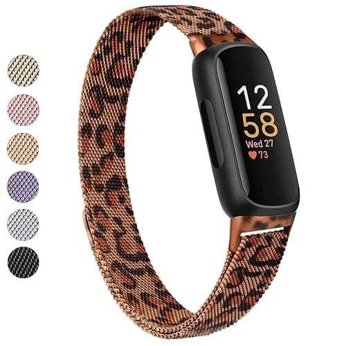 Vanjua for Fitbit Inspire 3 Bands Women Men, Stainless Steel Metal Mesh Loop Adjustable Magnetic Wristband Replacement Straps Compatible with Fitbit Inspire 3 Fitness Tracker - Image 1