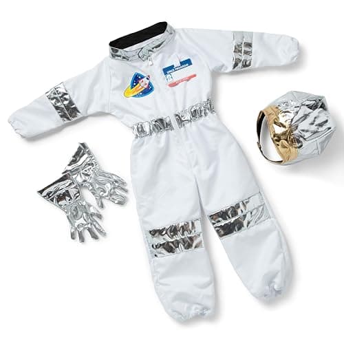Melissa & Doug Astronaut Costume Role Play Space Set (5-Piece) - Jumpsuit, Helmet, Gloves, Name Tag - Pretend Astronaut Outfit with Realistic Accessories, Kids Dress Up for Toddlers & Children Ages 3+ - Image 1