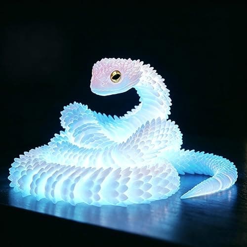 24inch Glow in the Dark 3D Printed Snake Toy, Flexible Snake Fidget Toy for ADHD Anxiety Stress Relief, Pet Animal that Glows at Night, Unique Birthday Gifts for Boys Girls,Lab & CPC/ASTM Certified - Image 1