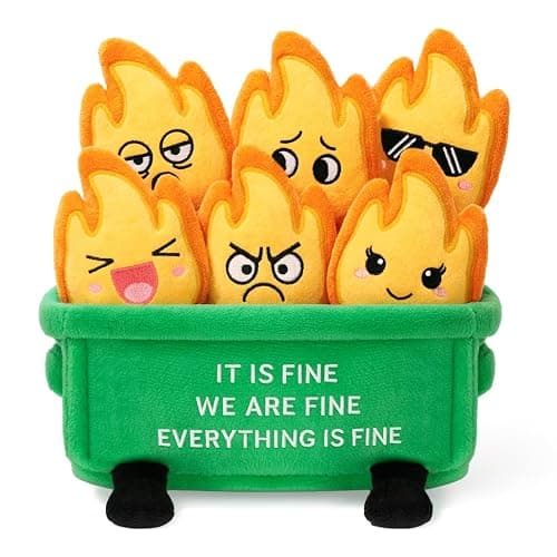 Dalycro Emotional Dumpster Plush – Funny Dumpster Desk Accessories with 6 Fire Plushies, Cute Stuffed Doll Gift for Women Coworkers Office Decor (Green) - Image 1