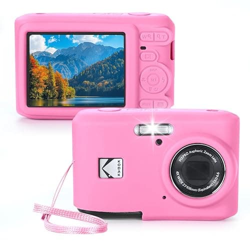 OCXLLEATLY Silicone Case Compatible with Kodak PIXPRO FZ45 Digital Camera, Soft Protective Cover Anti-Scratch Sleeve Jacket with Lanyard (Pink) - Image 1