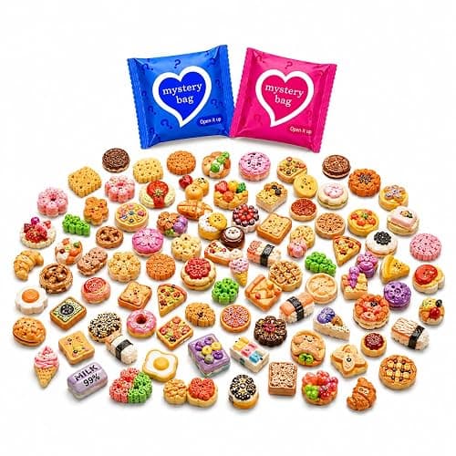 50PCS Mini Resin Food Blind Bags Mystery Bags Set, Mini Food Toys Variety Pack, Tiny Figures Bulk Surprise Toys, Dollhouse Mini Food Charms for Kids Party Favors, Classroom Prizes & DIY Crafts - Image 1