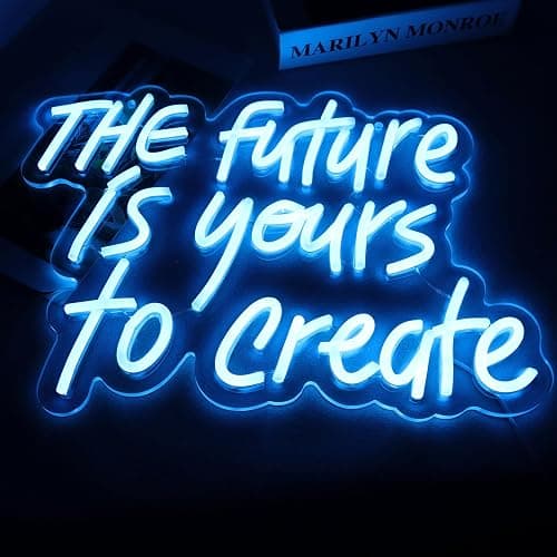 WonderfulLife The Future is Yours to Create Neon Sign for Wall Decor Suitable for Office Man Cave or Bedroom,Fresh Azure Letters Lights can Calm Your Restless Mood.5V USB Powered Easy Hanging. - Image 1