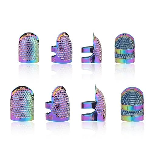 Yizzvb 8 Pcs Sewing Thimbles, 2 Sizes Metal Thimble Sewing Finger Protector | Metal Thimble Dazzle Color Adjustable Metal Sewing Thimble Rings, Sewing Quilting Craft Accessories Diy Sewing Tools - Image 1