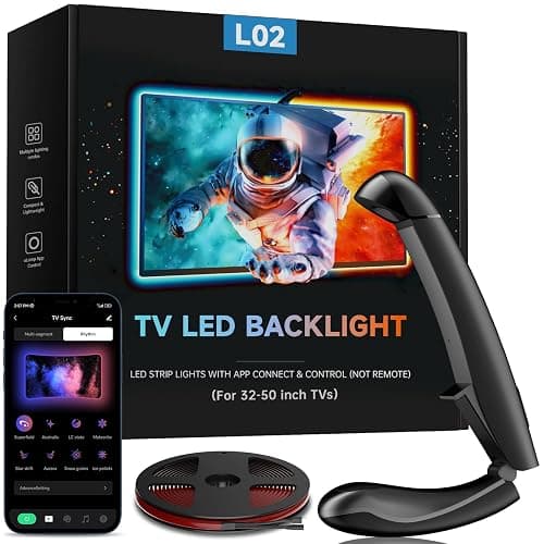 QTU TV LED Backlight Sync to Screen – 11.5ft LED Lights for 32-50 Inch TVs & PC Monitors, Smart App Control TV Lights That Change with TV, USB-C Powered RGB Strip Lighting - Image 1