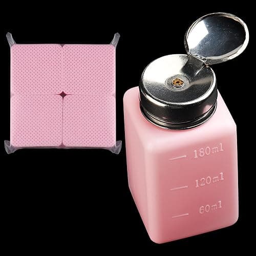 FSpronail Pump Dispenser 180ml Metal Push Down 200Pcs Lint Free Nail Wipes Alcohol Eye Makeup Remover Empty Bottle for Nail Polish Remover - Image 1