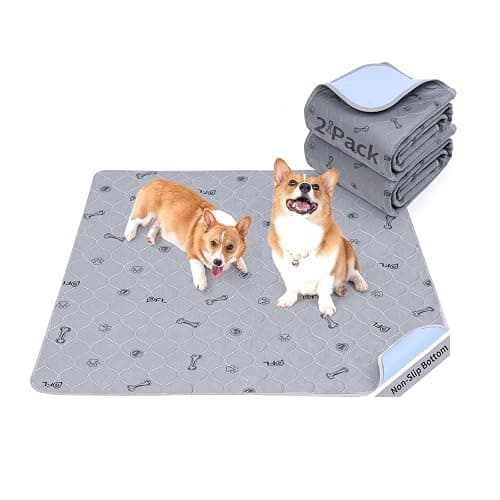 Washable Pee Pads for Dogs, 2Pack Reusable Puppy Pads, Absorbent Whelping Pads with Bone Print, Non-Slip Waterproof Pet Training Pads for Couch, Crate, Potty Training 18x24 - Image 1