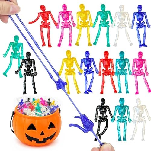 Bulk Halloween Toys Party Favors 60 PCS, Small Skeleton Figurines for Kids | Halloween Non Candy Handouts Giveaways Goody Bag Boo Basket Stuffers for Toddlers, Trick or Treat Toys Prizes for Boys Girls - Image 1
