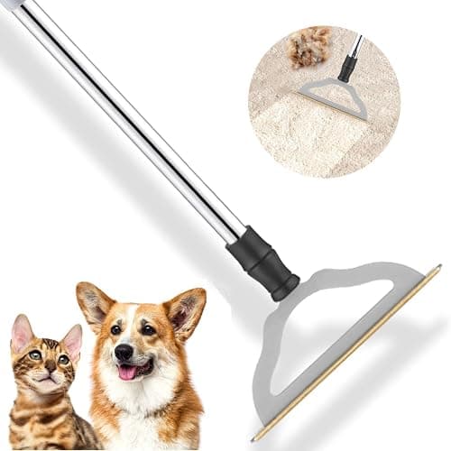 HIMODA Pet Hair Remover for Carpets, Adjustable Long Handle Carpet Rake for Dog Cat Hair Removal, Powerful Carpet Hair Removal Broom, Reusable Large Fur Scraper Tool - Image 1
