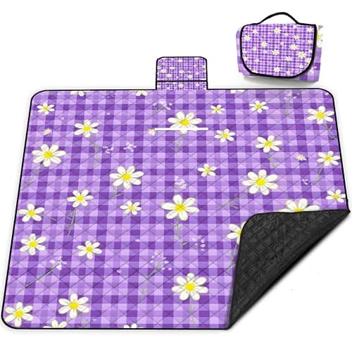 Extra Large Picnic Blanket Waterproof,80"x 80"Foldable Machine Washable Beach Blanket,Outdoor Blanket for 6-8 Adults,Suitable for Indoor Crawling,Park Beach,Camping,Hiking,Family Travel(Purple) - Image 1