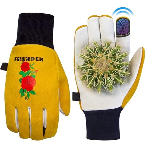 FEISHDEK Gardening Gloves for Women, Cactus Gloves Soft Deerskin Leather Work Gloves, Thorn Proof Rose Pruning Gloves - Image 1