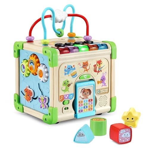 LeapFrog Touch and Learn Electronic Musical Light-Up Wooden Activity Cube Toy, Animal Themed, Ages 1 and Up - Image 1