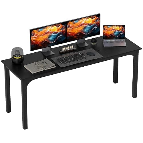 HOMCOM Large Computer Desk, 71" Long Home Office Desk for Two Person, Multi-Purpose Computer Table for Home Office Study, Distressed Black - Image 1