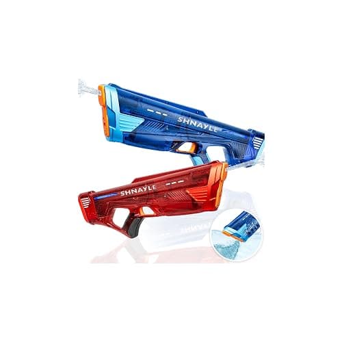 SHNAYLE 2 Pack Electric Water Gun for Adults Kids USB-C Charging Port, Automatic High Powered Squirt Gun,Powerful Shooting Long Range Auto Water Blaster, Outdoor Water Toy Pool Game (Blue+Red) - Image 1