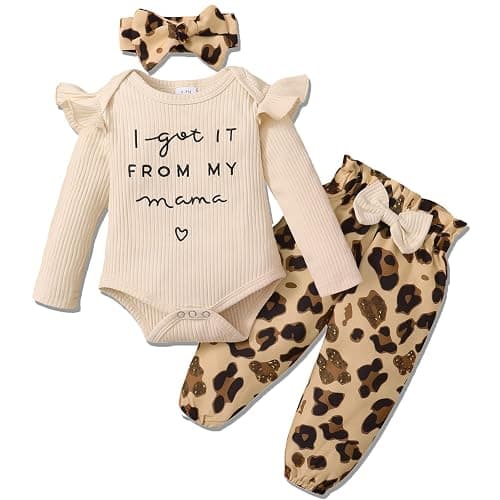 DISAUR Baby Girls Clothes Newborn Infant Baby Girls Outfit Long Sleeve Ruffle Romper Floral Pants Headband Sets 0-18 Months - Image 1