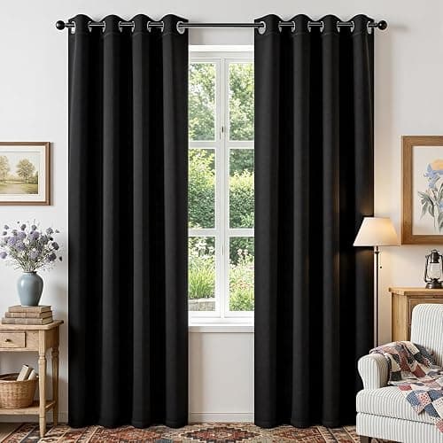 Joydeco Blackout Curtains for Bedroom 84 Inch - Black Out Curtains with Grommets Thermal Insulated Room Darkening Light Blocking, Noise Reducing & Wrinkle-Free Drapes for Living Room Windows, 2 Panels - Image 1