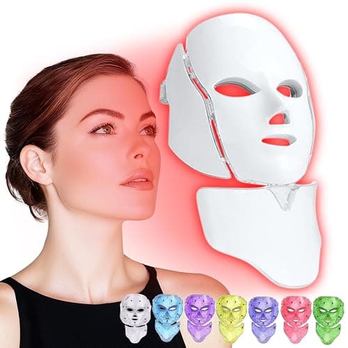 SDKWDH Red Light Photon Facial Mask with Remote Control, 7 Custom Modes with Infrared, Portable with Timer for Home Use - Image 1