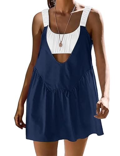 Lauweion Womens Athletic Tennis Dresses with Built in Bra and Shorts 2026 Summer Sleeveless Golf Workout Mini Dress - Image 1