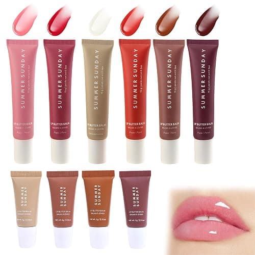 HEUIOP 10 Pcs Lip Balm Set with 6 Lip Butter Balm and 4 Mini Lip Balms,Lip Balm Vanilla Used to Soothe Dry and Chapped Lips,Leaving Them Soft,Smooth and Elastic A-Set - Image 1