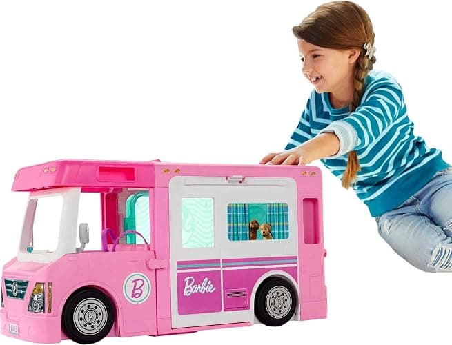 Barbie Camper, Doll Playset with 50 Accessories, Transforms into Truck, Boat & House, Includes Pool, 3-in-1 Dream Camper (Amazon Exclusive) - Image 1