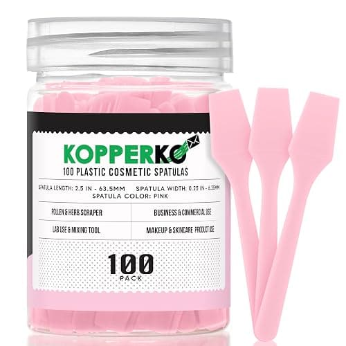 Kopperko Cosmetic Spatulas (2.5”, 100 Pack) - Small Plastic Spatula for Cosmetics, Creams & Crafts | Essential Esthetician Supplies | Makeup Spatula or Multipurpose Mini Applicator for Skincare | Pink - Image 1