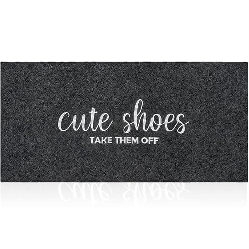 Front Door Mat Welcome Mats Cute Shoes Take Them Off Entry Non Slip Doormats for Entryway Ideal Inside Outside Home High Traffic Area Black 47 Inch x 17 Inch - Image 1