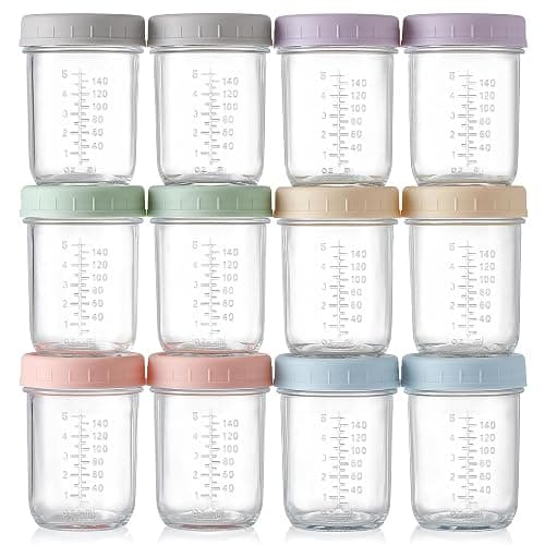 VITEVER 12 Pack Glass Baby Food Storage Containers - 8 oz Baby Food Storage Jars With Lids, Baby Food Maker, Microwave, Dishwasher & Freezer Safe - Image 1