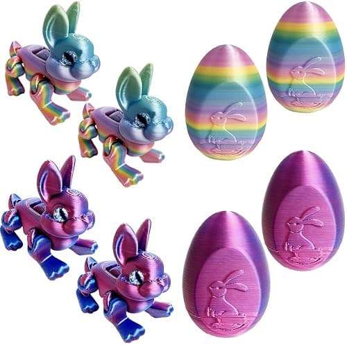 QBvuj 3D Printed Easter Eggs with Bunny Inside,Crystal Bunny Egg,Easter Basket Stuffers,Easter Gifts Home Executive Desk Decor,Easter Surprise Rabbit Eggs - Colorful 4pcs - Image 1
